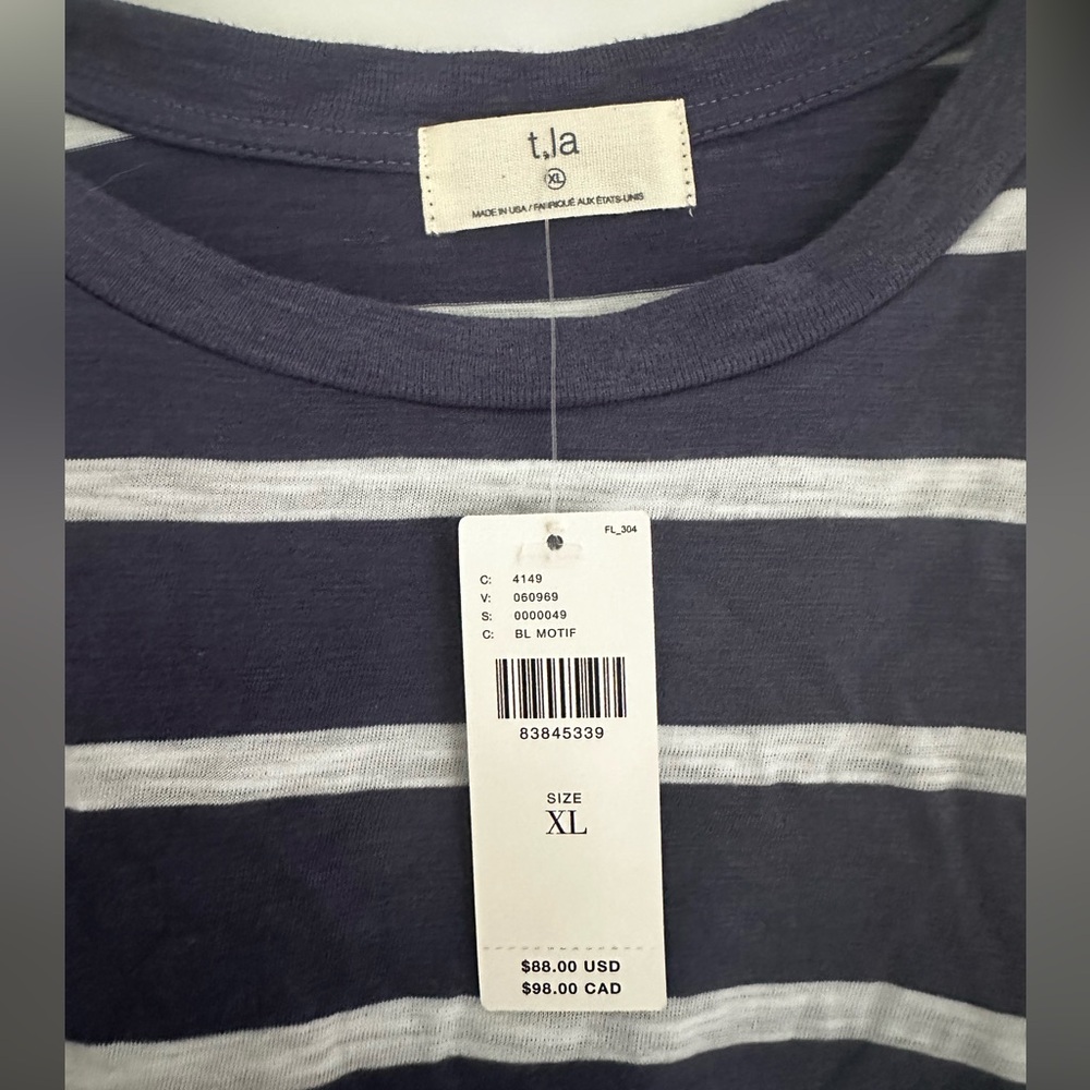NWT | T.La/Anthro | Woman’s Sz XL | Blue and White Striped Dress with Cut Out - Picture 4 of 6